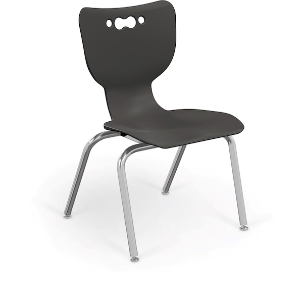 Hierarchy School Chair, 4 Leg, 16" Chrome Frame, Black Armless Shell, PK5